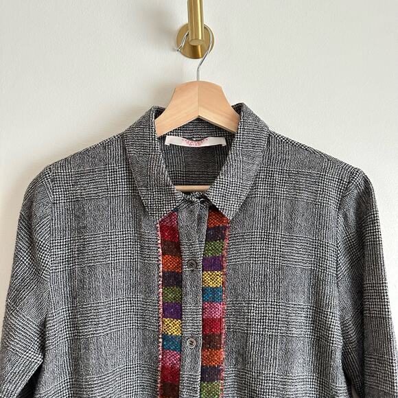 Creatures Of The Wind Wool Herringbone Embroidered Button Down Shirt - Picture 3 of 8